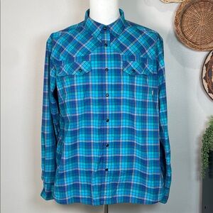 Stio Men's Snap Up Blue Lightweight Jackson Hole Wyoming Size X-Large